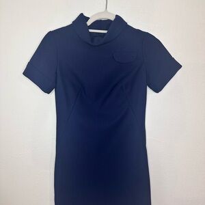 Vintage Fashionaire Navy Blue Short Sleeve Dress.